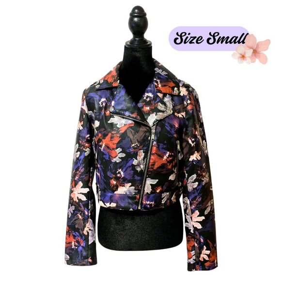 Sam Edelman Jackets & Blazers - Sam Edelman Floral Faux Leather Moto Jacket – Size Small